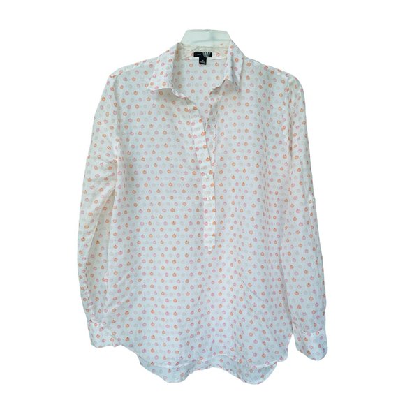 Ann Taylor Tops - Ann Taylor Cotton & Silk Button Up Blouse Size Medium Women's